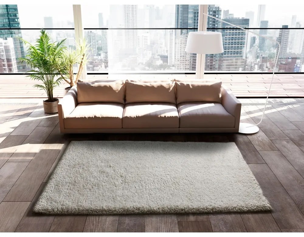 Bézs szőnyeg újrahasznosított szálakból 60x110 cm Shaggy Reciclada – Universal