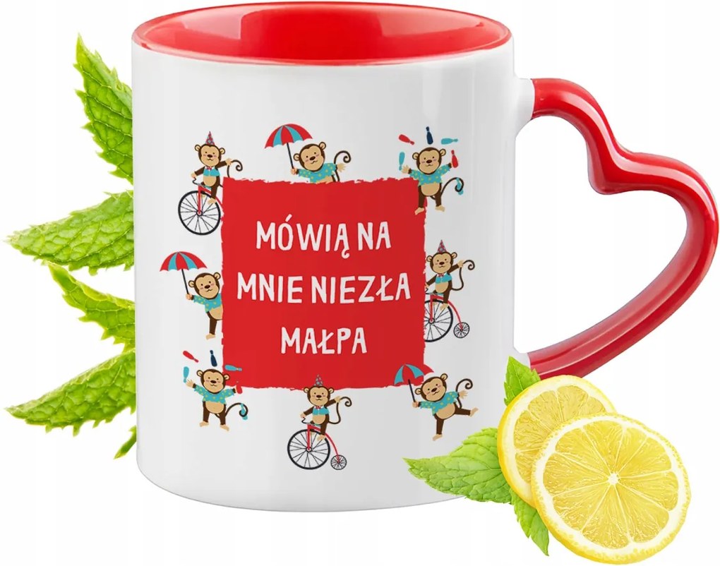 Vicces Piros Bögre Szív Alakú Füllel Ajándék