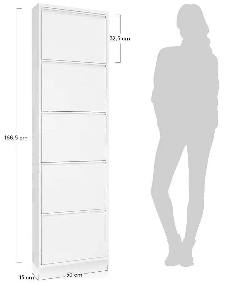 Rox fehér fém cipősszekrény 5 lenyitható fiókkal - Kave Home