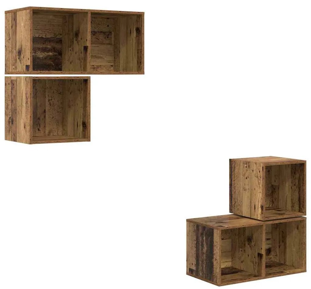 TV szekrény garnitúra 4 pcs Régi fa 37 x 37 x 72 cm Faanyag