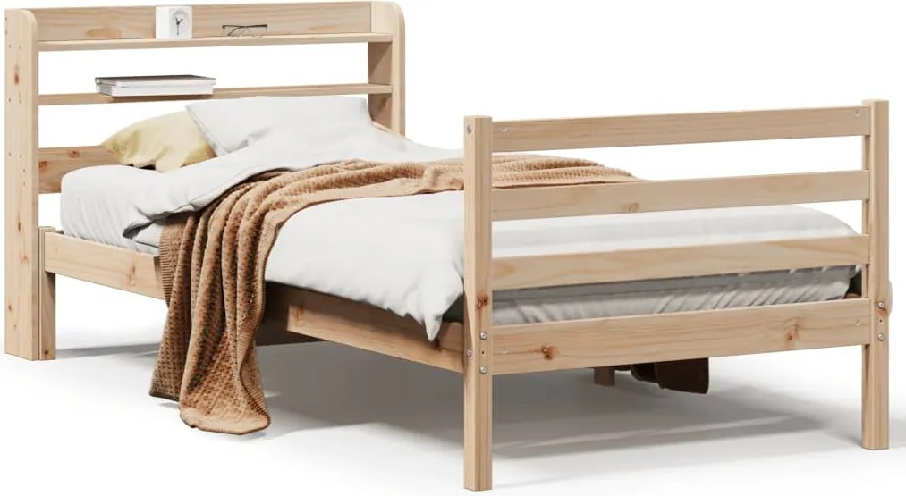 vidaXL tömör fenyőfa ágykeret fejtámlával 100 x 200 cm