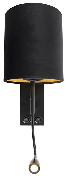 Art Deco fali lámpa fekete bársony árnyékolóval - Stacca