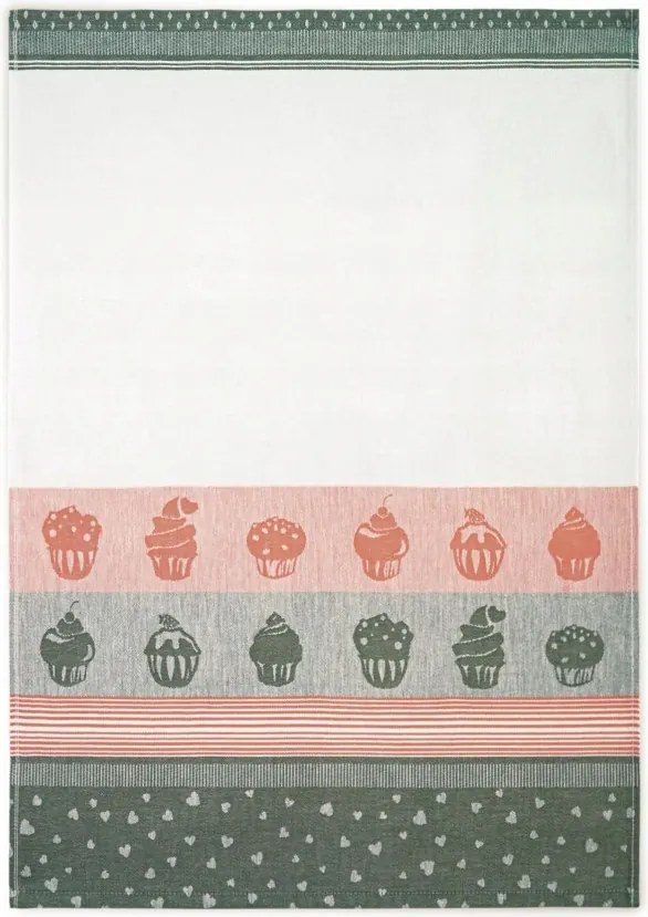 Konyhai törlőkendő Zwoltex 50x70 Mufin 2 zöld-lazac