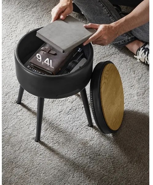 CORE bőr puff fekete