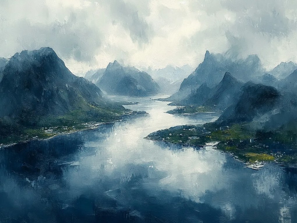 Vászonkép Canvas Tájkép Norvégia Hegyek Sziklák Fjord Öböl 100x75