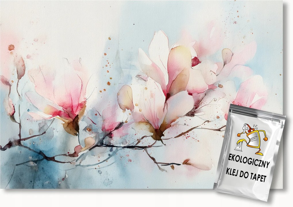 Fotótapéta Flizelina Akvarell Növények Virágok Bokor Magnólia 100x75 ragasztó