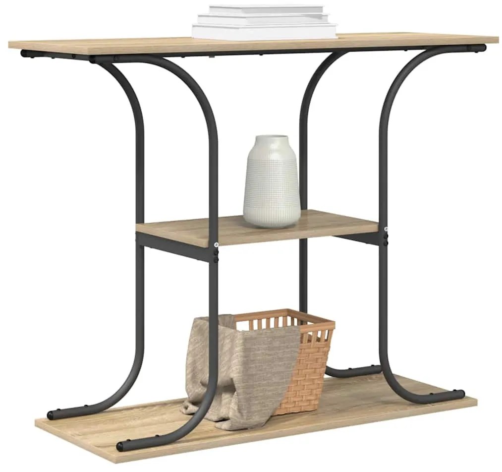 Konzolasztal polcokkal sonoma tölgy 101 x 35 x 80.5 cm Faanyag