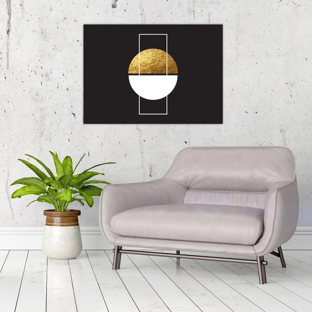 Üveg kép - Absztrakció arany és fekete N⁰1 (70x50 cm)