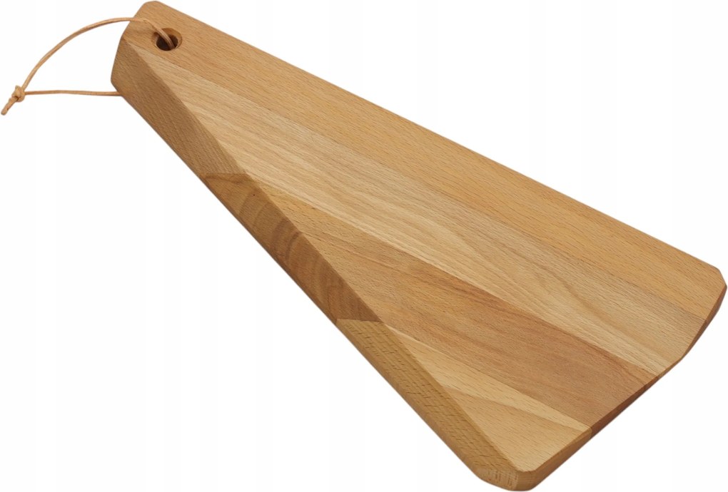 Szabálytalan vágódeszka olajozott, búzafából, szíjjal, 35x16 cm