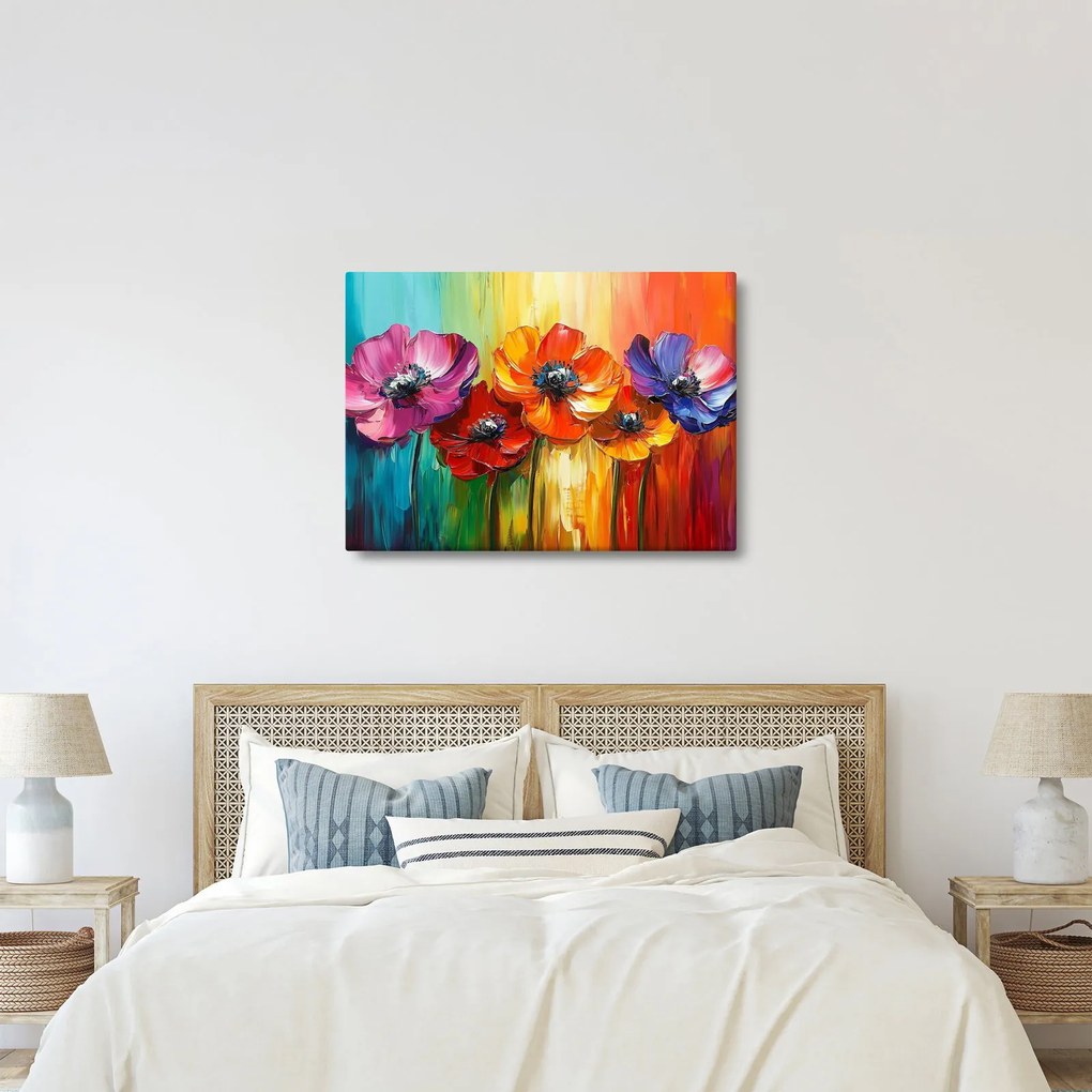 Kép - Öt színes virág (70x50 cm)