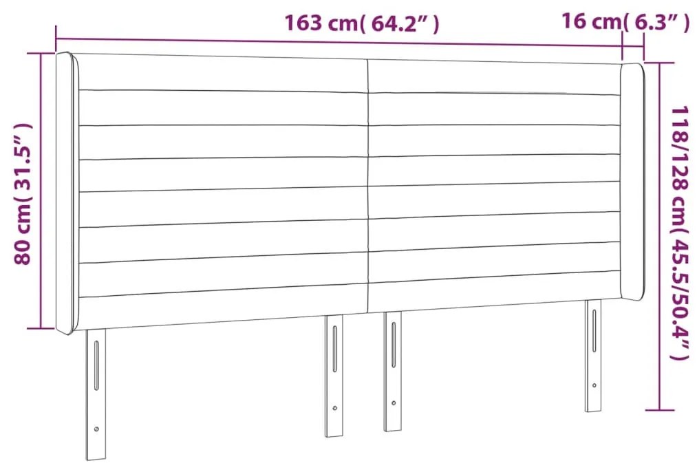 rózsaszín bársony LED-es fejtámla 163x16x118/128 cm