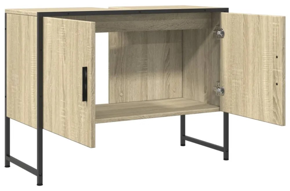 sonoma tölgy szerelt fa fürdőszobai mosdószekrény 80x33x60 cm