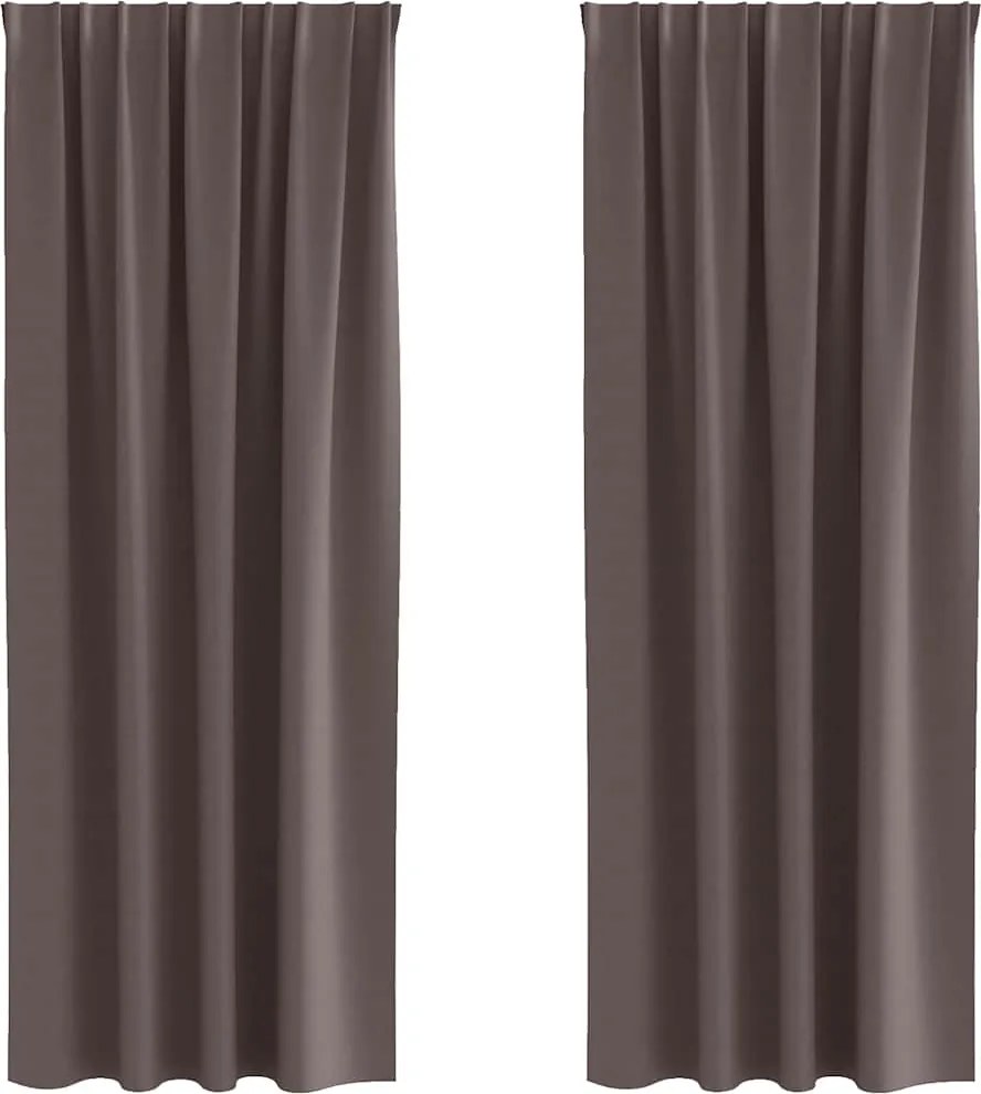 vidaXL Fekete Függöny Gyűrűkkel 2 pcs Sötét Barna 225 x 140 cm