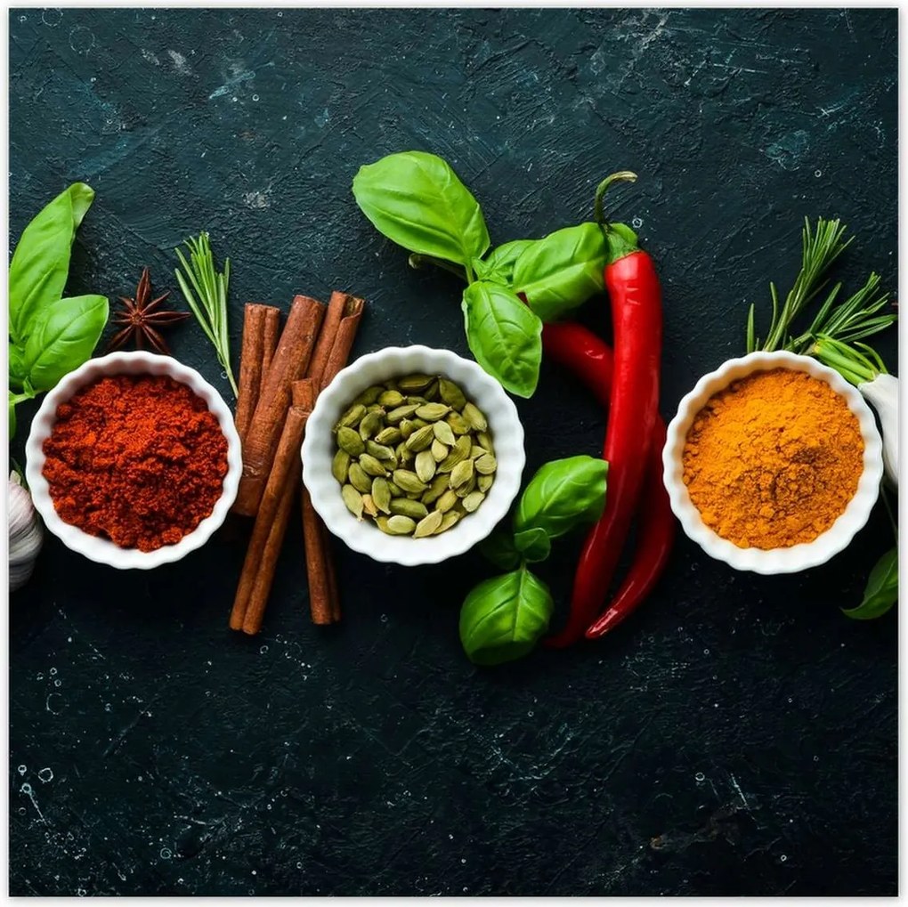 Poszterek 70x70 Egészséges konyha Fűszerek