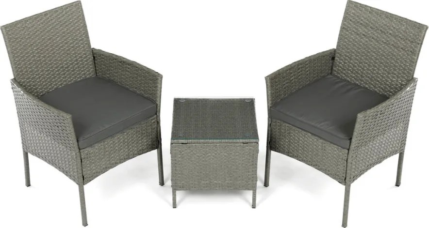 Kerti bútor szett 1+2, polyrattan, szürke, AZS-A1102 GREY