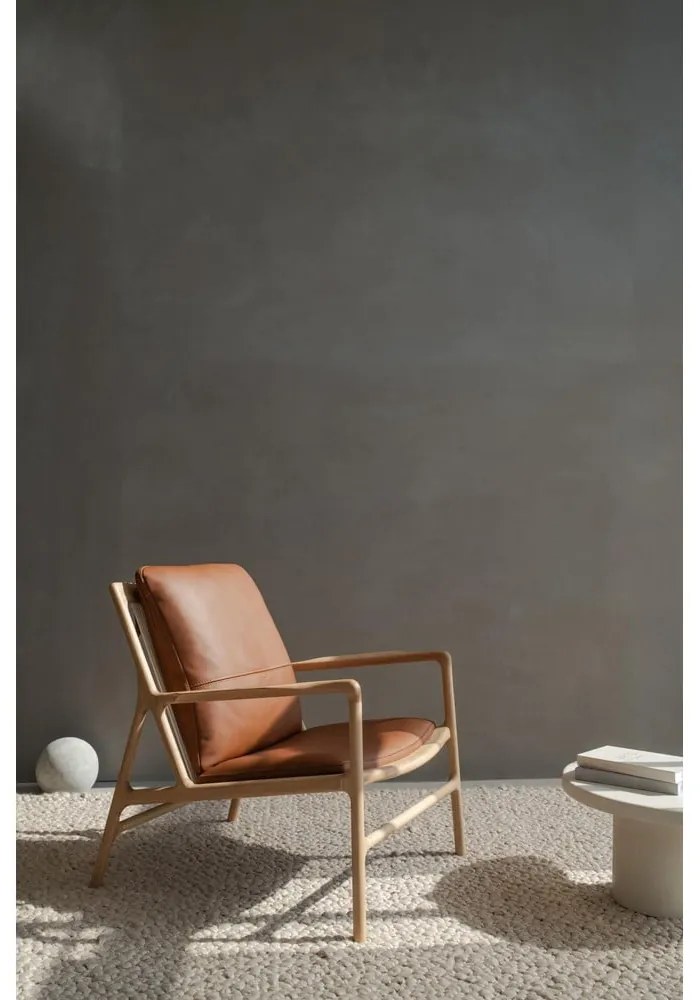 Barna-natúr színű bőr fotel Dedo – Gazzda