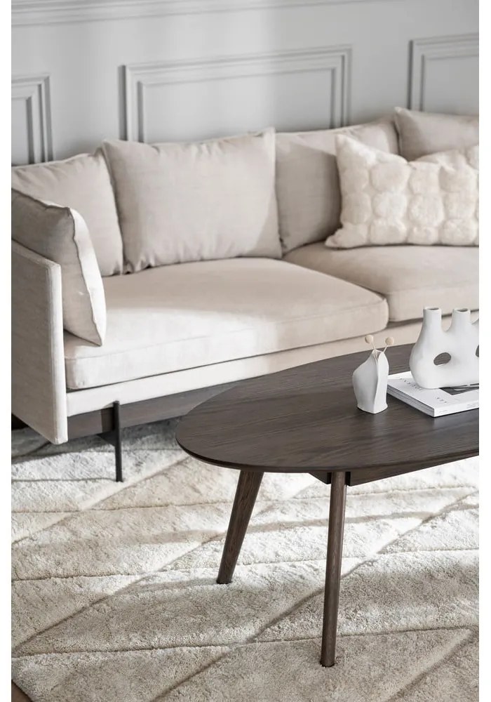 Sötétbarna dohányzóasztal tölgyfa dekorral 65x130 cm Yumi – Rowico