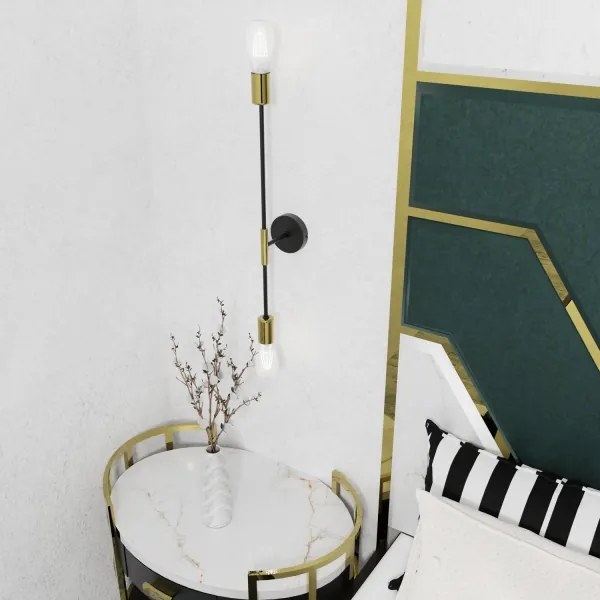 Fali lámpa FLAME 2xE27/60W/230V fekete/arany