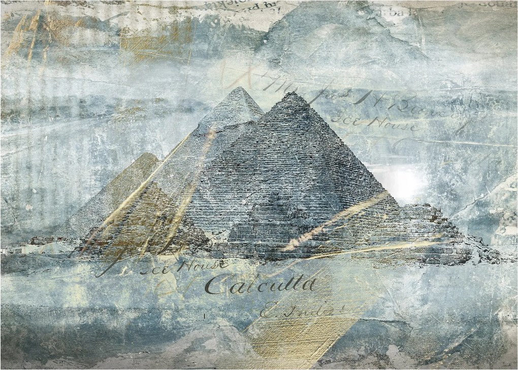 Kép - Piramisok kék szűrőben (üvegen) (70x50 cm)