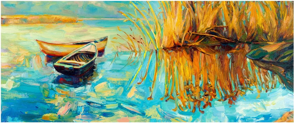 Kép - Tó csónakokkal (120x50 cm)