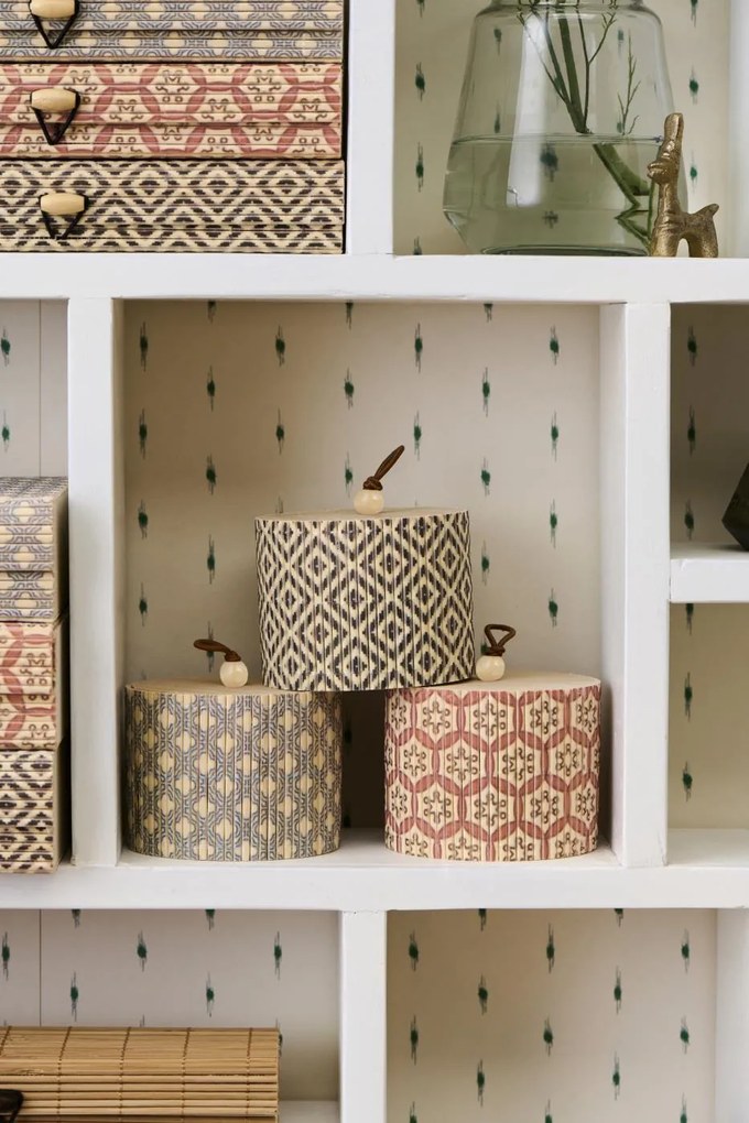 IB Laursen Kerek bambusz doboz fedéllel és mintával