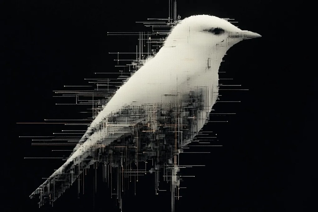 Canvas Vászonkép Grafika Digital Pixel Glitch Art Madár B&amp;w 60x40