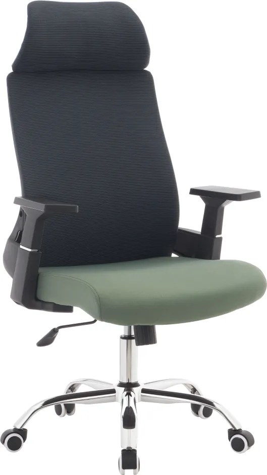 Irodai szék, sötétszürke/zöld/króm, teherbírás 150 kg, HOLGER