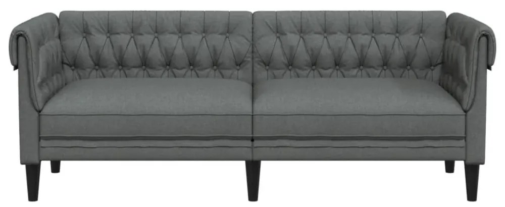 sötétszürke 3 személyes szövet Chesterfield kanapé