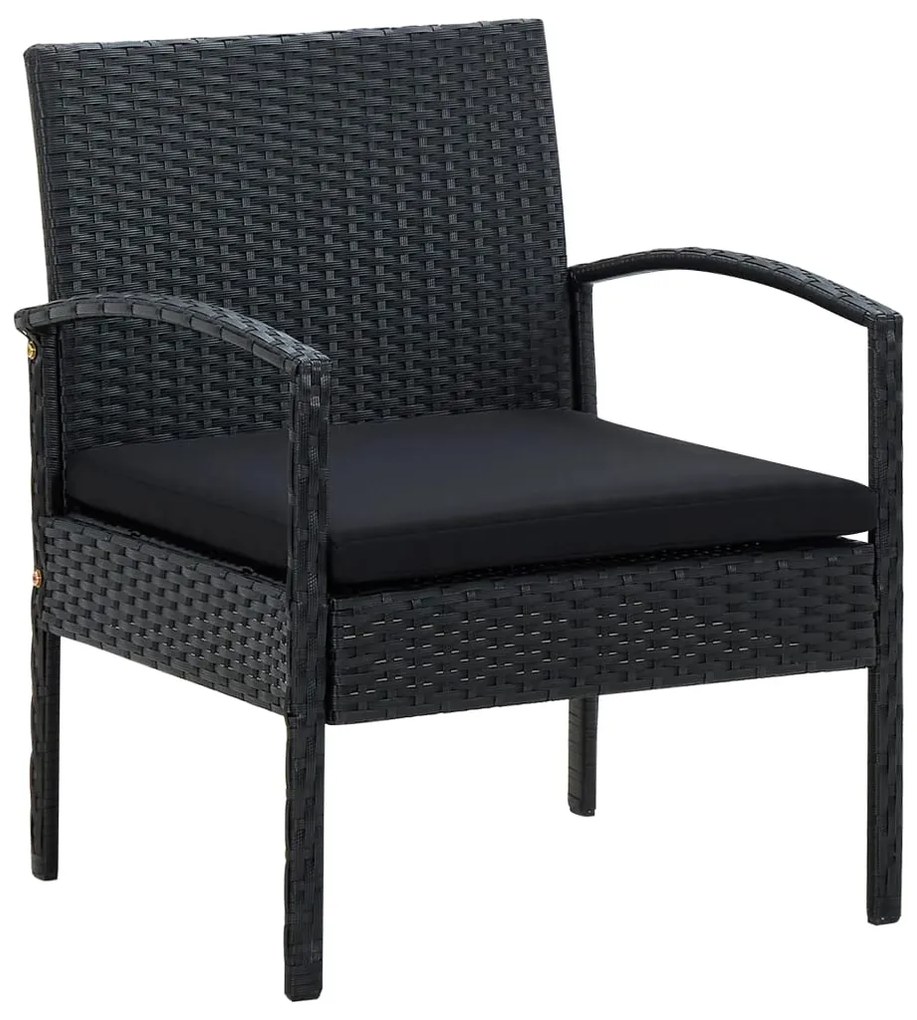 vidaXL fekete polyrattan kerti szék párnával