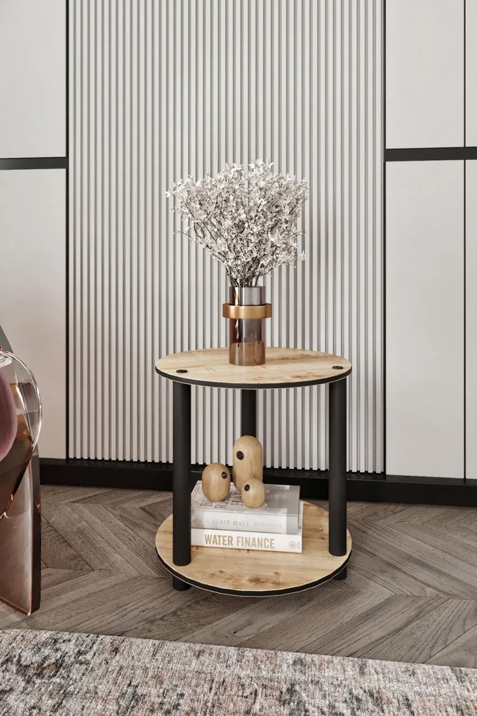 Bookcase dohányzóasztal, tölgy, 34 cm – 2-Tier