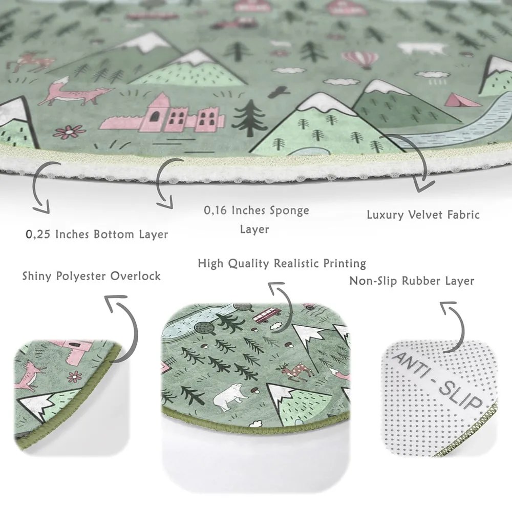 Zöld gyerek szőnyeg ø 80 cm Comfort – Mila Home