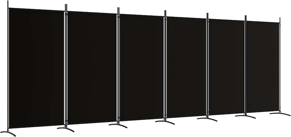 vidaXL 6 paneles fekete szövet térelválasztó 520x180 cm