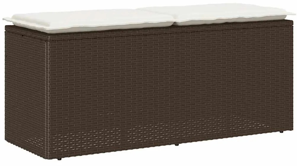 barna polyrattan kerti pad párnával 110x40x44 cm