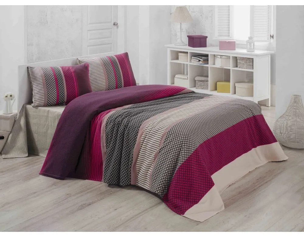 Lotus bordó kétszemélyes pamut ágytakaró, 200 x 230 cm