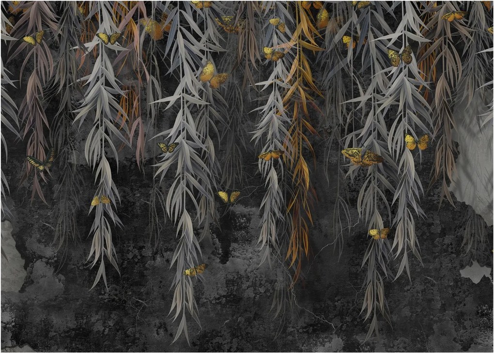 Kép -Fűzfa gallyak fekete háttérrel (70x50 cm)