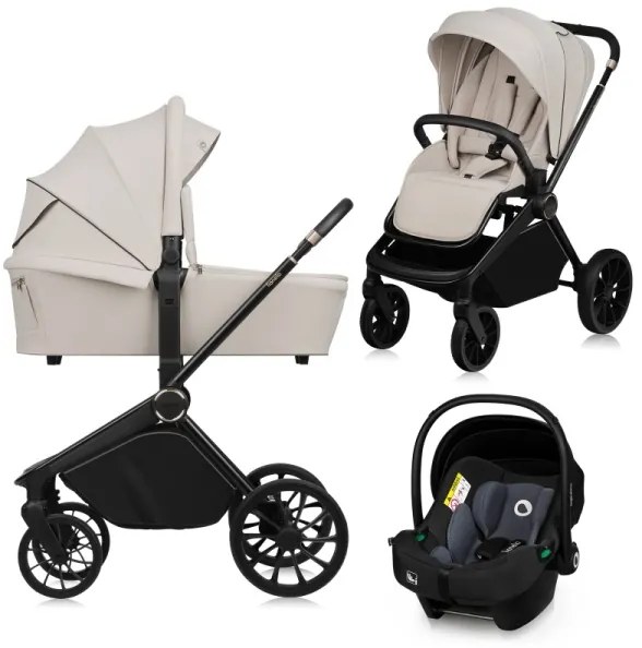 Lionelo - 3 az 1-ben kombinált babakocsi MIKA PLUS Beige Sand