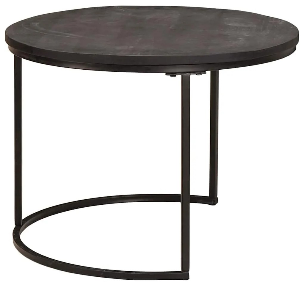 vidaXL Fészkelt Kávézó Asztalok 3 pcs Fekete Tömör mangófa és acél