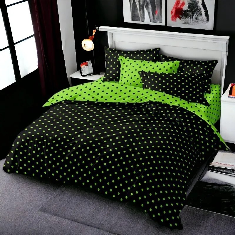 DOTS and COLOURS LIME BLACK 7 részes ágynemű 140x200 cm