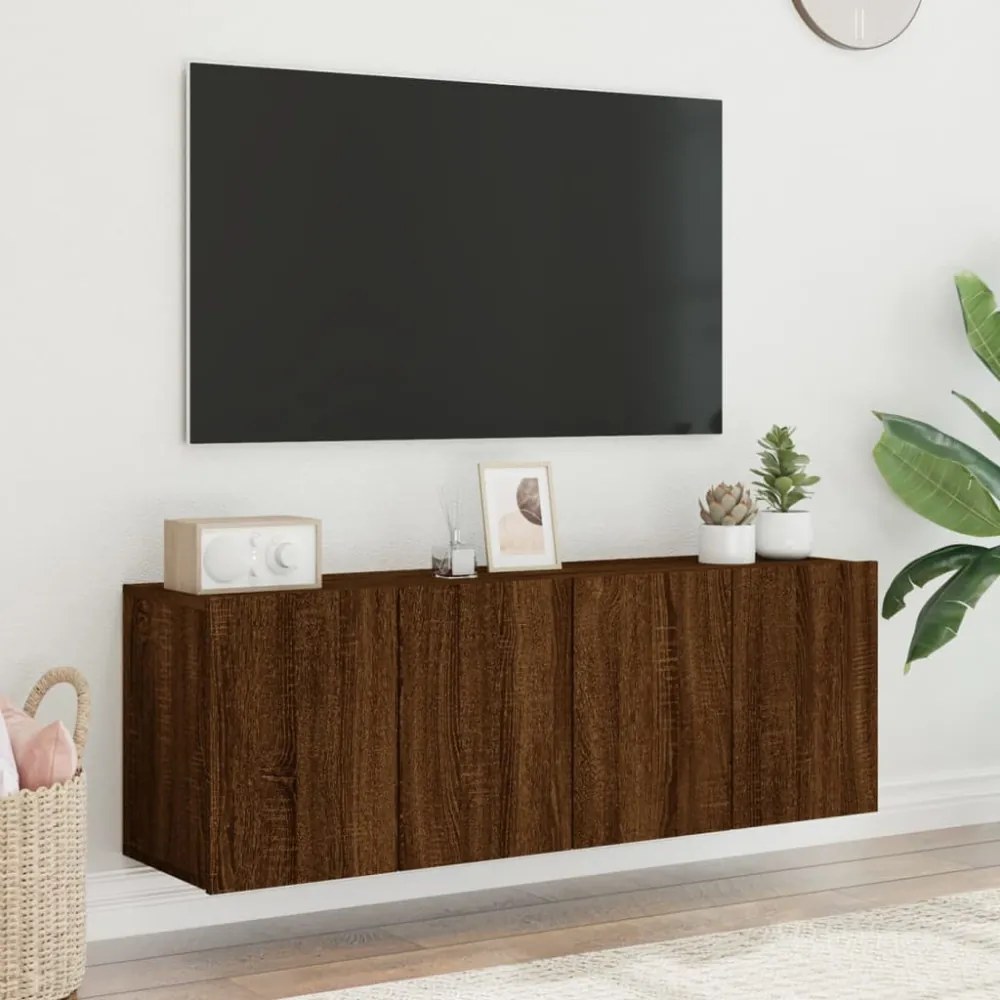 2 db barna tölgyszínű falra szerelhető TV-szekrény 60x30x41 cm