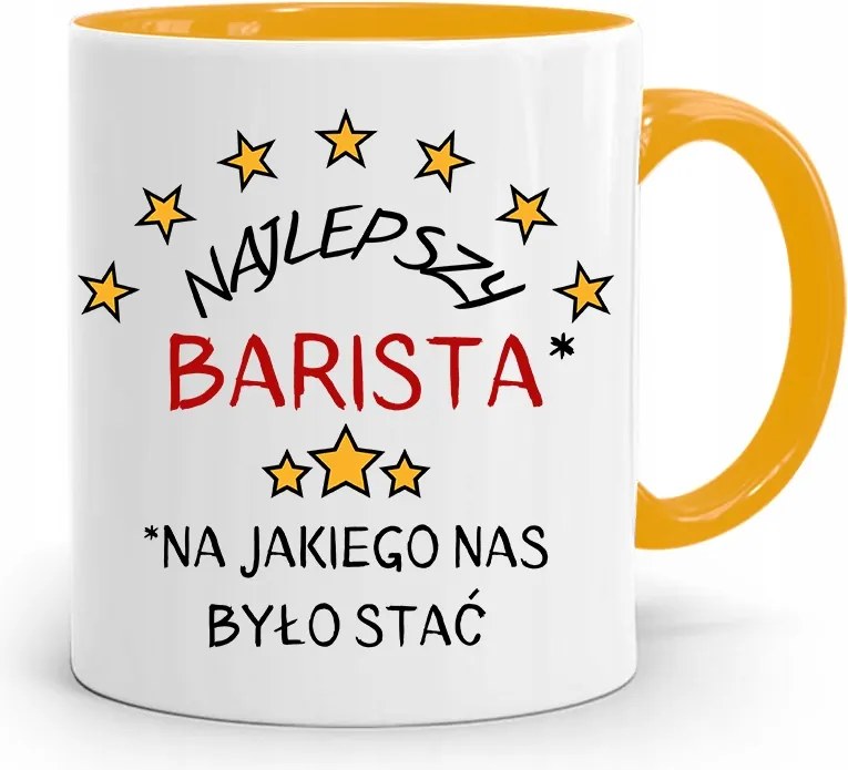 Barista Kávézó Bögre Sárga Ajándék fényképes nyomtatással