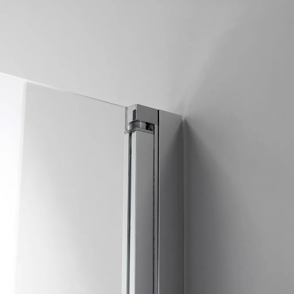 Stuxi Verona Big 210 cm széles aszimmetrikus kétszárnyú csukló zuhanyajtó (90+120 cm), 6 mm vízlepergető üveggel, króm profillal, 195 cm magas