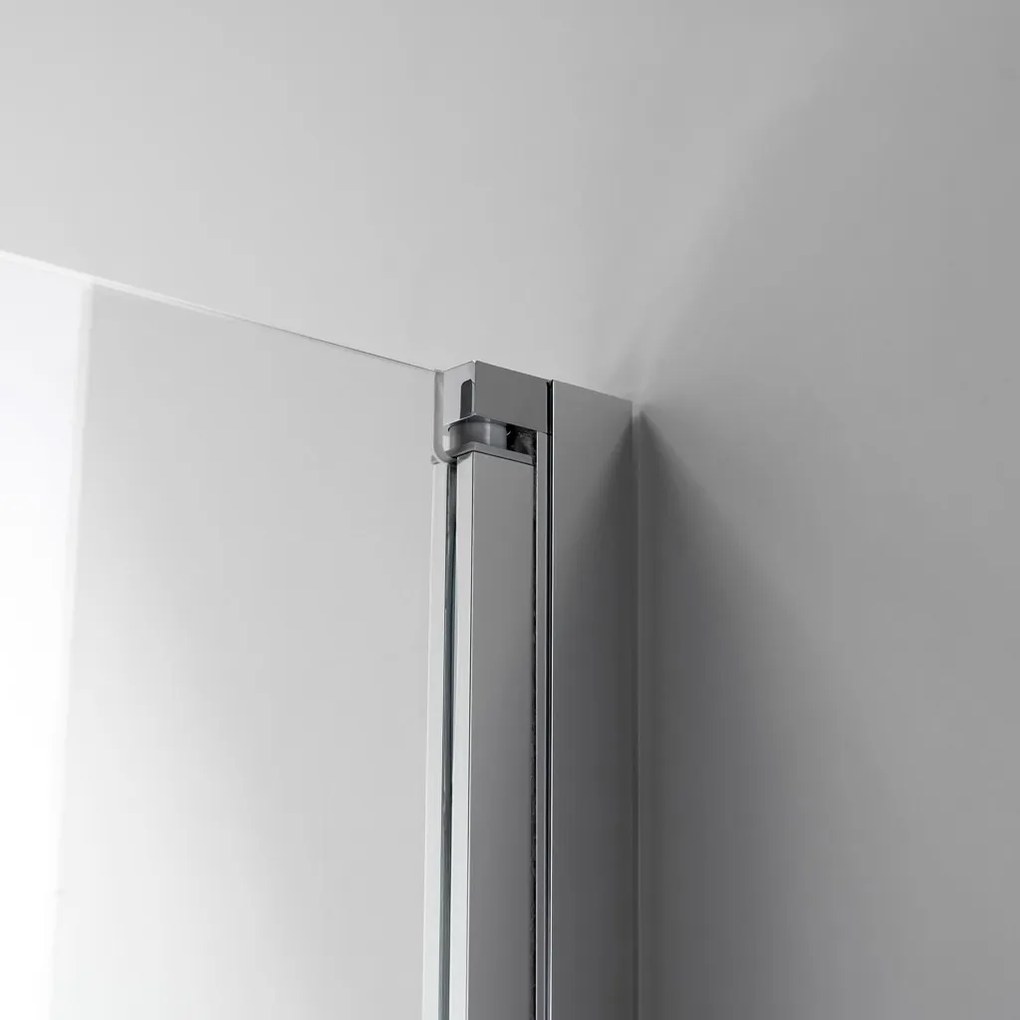 Stuxi Verona Big 230 cm széles aszimmetrikus kétszárnyú csukló zuhanyajtó, 6 mm vízlepergető üveggel, króm profillal, 195 cm magas