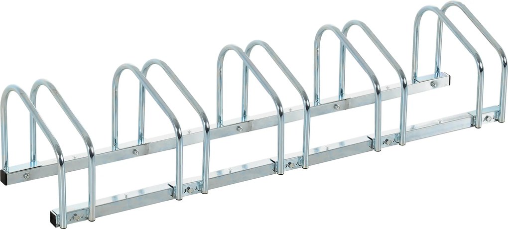 HOMCOM Kerékpártároló Állvány Acél Kerékpártartó Falra vagy Padlóra 145x33x27 cm Ezüst | Aosom