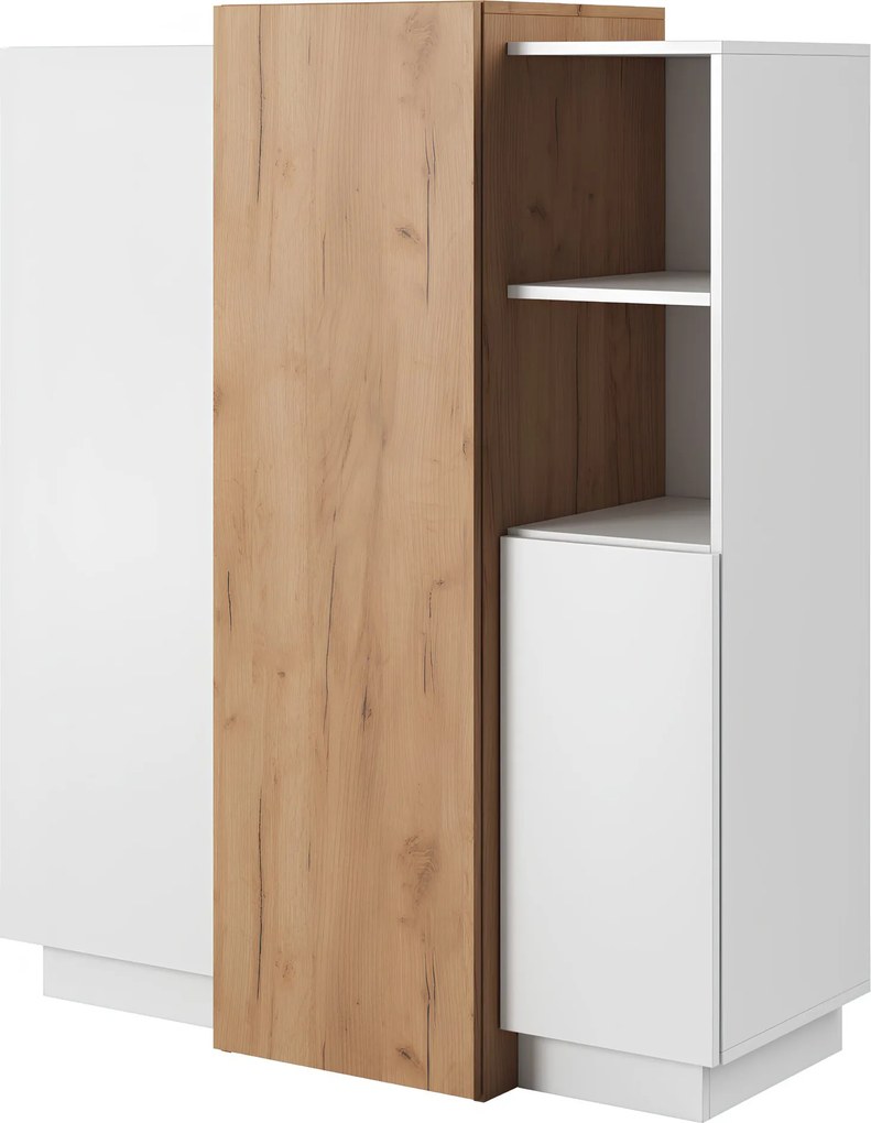 Komód 3D, fehér/tölgy craft arany, TRIO