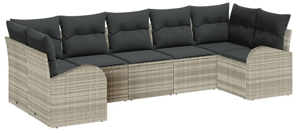 Kanapé Szett 7 pcs Világosszürke polirattan