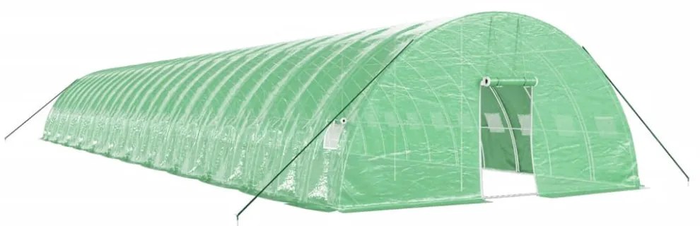 zöld acélvázas melegház 144 m² 24 x 6 x 2,85 m