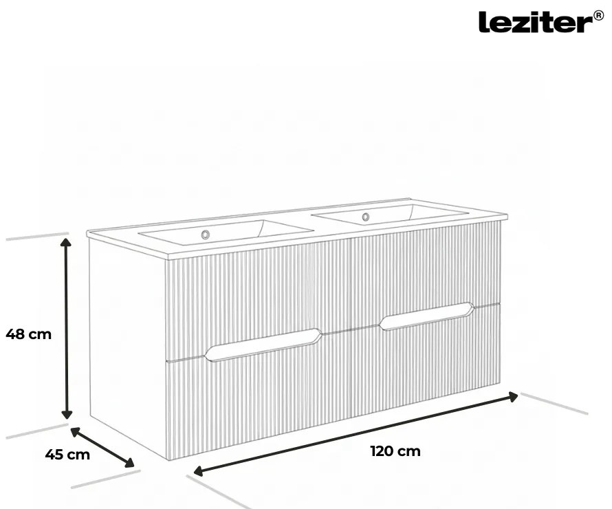 Trent 120 alsó fürdőszobabútor kerámia mosdóval 4 fiókos, fehér