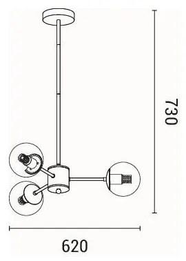 Csillár rúdon 3xE27/40W/230V réz