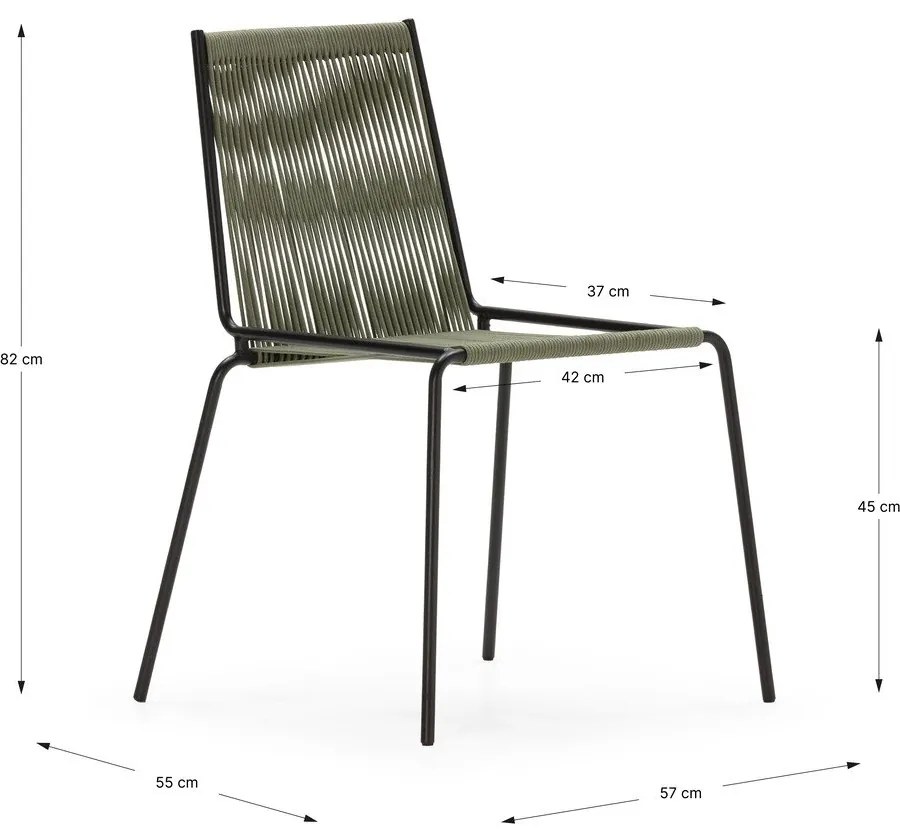 Zöld fém rakásolható étkezőszék szett 2 db-os Emily – Marckeric