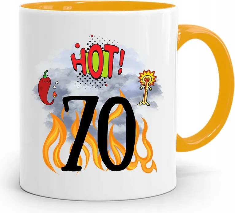 Sárga Bögre Tökéletes Születésnapi Ajándék 70 70-as nyomott mintával